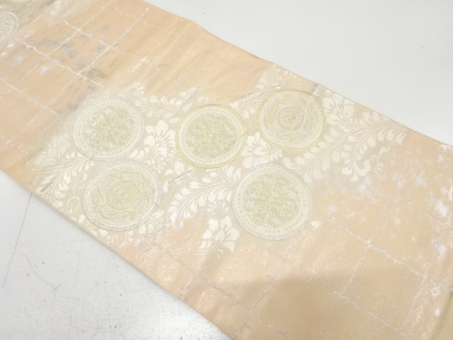 アンティーク　丸紋に華紋織り出し袋帯（材料）